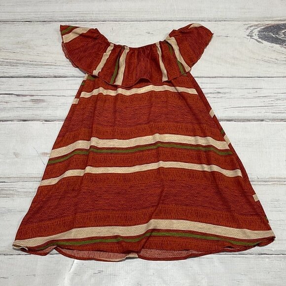 MTS Rust Cream Dress NWT Pockets Short Sleeve Midi Size Medium M - Picture 11 of 17